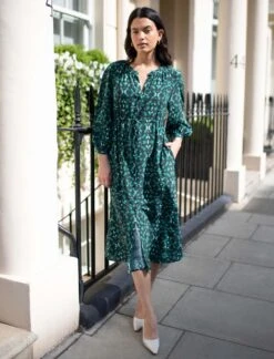 Heidi Silk Maxi Shirt Dress - Green Shibori Print -Cheap Closet Curation Store 269A9722