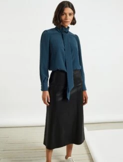 Bianca Blouse With Scarf - Petrol Blue -Cheap Closet Curation Store AU21 B124 BIANCA PETROL BLUE LS 1065