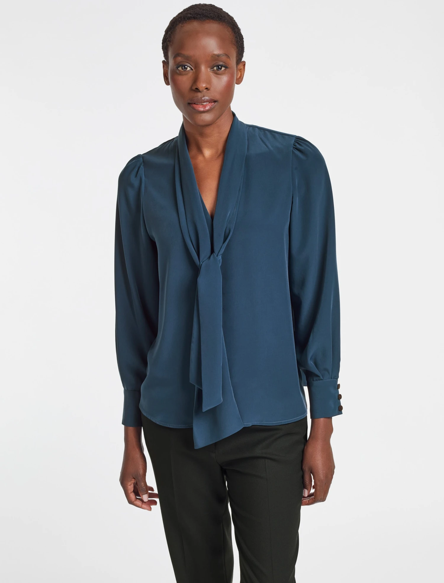 Carla Blouse With Scarf - Petrol Blue 4 Carla Blouse With Scarf - Petrol Blue - Image 2