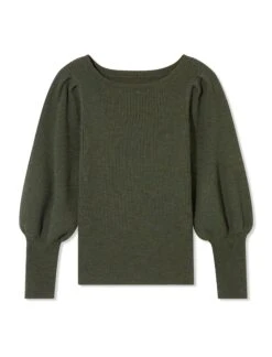 Eva Wool Boat Neck Jumper - Khaki -Cheap Closet Curation Store AU21 K29 EVA KHAKI CO