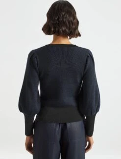 Eva Wool Cardigan - Charcoal Mid Blue Stripe -Cheap Closet Curation Store AU21 K40 EVA CHARCOAL MIDBLUESTRIPE LS 0494