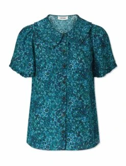 Rosa Silk Blend Blouse - Turquoise Blue Leopard Pansy Print 13 Rosa Silk Blend Blouse - Turquoise Blue Leopard Pansy Print -Cheap Closet Curation Store AU22 B139 ROSA TURQUOISE LEOPARD PANSY PRINT CO