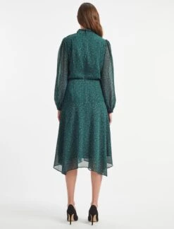 Emilia Midi Dress - Green Black Graphic Coral Print -Cheap Closet Curation Store AU22 D376 EMILIA GREEN BLACK GRAPHIC CORAL PRINT LS 842