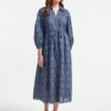 Liberty Organic Cotton Maxi Dress - Blue Shibori Print -Cheap Closet Curation Store AU22 D447 INGRID BLUE SHIBORI PRINT LS 1319