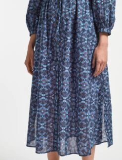 Liberty Organic Cotton Maxi Dress - Blue Shibori Print -Cheap Closet Curation Store AU22 D447 INGRID BLUE SHIBORI PRINT LS 1390