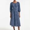 Ingrid Organic Cotton Maxi Dress - Blue Shibori Print -Cheap Closet Curation Store AU22 D447 INGRID BLUESHIBORI PRINT LS 351