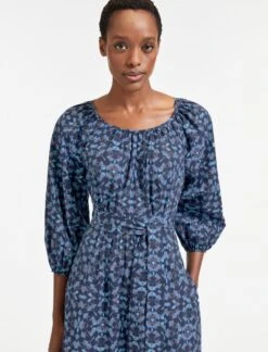 Ingrid Organic Cotton Maxi Dress - Blue Shibori Print -Cheap Closet Curation Store AU22 D447 INGRID BLUESHIBORI PRINT LS 381