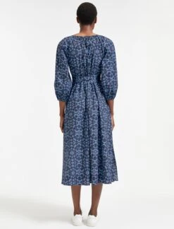 Ingrid Organic Cotton Maxi Dress - Blue Shibori Print -Cheap Closet Curation Store AU22 D447 INGRID BLUESHIBORI PRINT LS 386