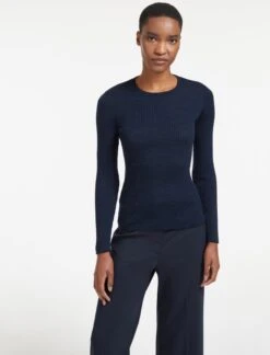 Jackson Wool Skinny Rib Jumper - Black Navy Blue Stripe -Cheap Closet Curation Store AU22 K48 JACKSON BLACK NAVY BLUE STRIPE LS 28342