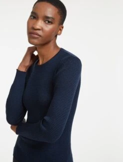 Jackson Wool Skinny Rib Jumper - Black Navy Blue Stripe -Cheap Closet Curation Store AU22 K48 JACKSON BLACK NAVY BLUE STRIPE LS 28359