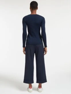 Jackson Wool Skinny Rib Jumper - Black Navy Blue Stripe -Cheap Closet Curation Store AU22 K48 JACKSON BLACK NAVY BLUE STRIPE LS 28362