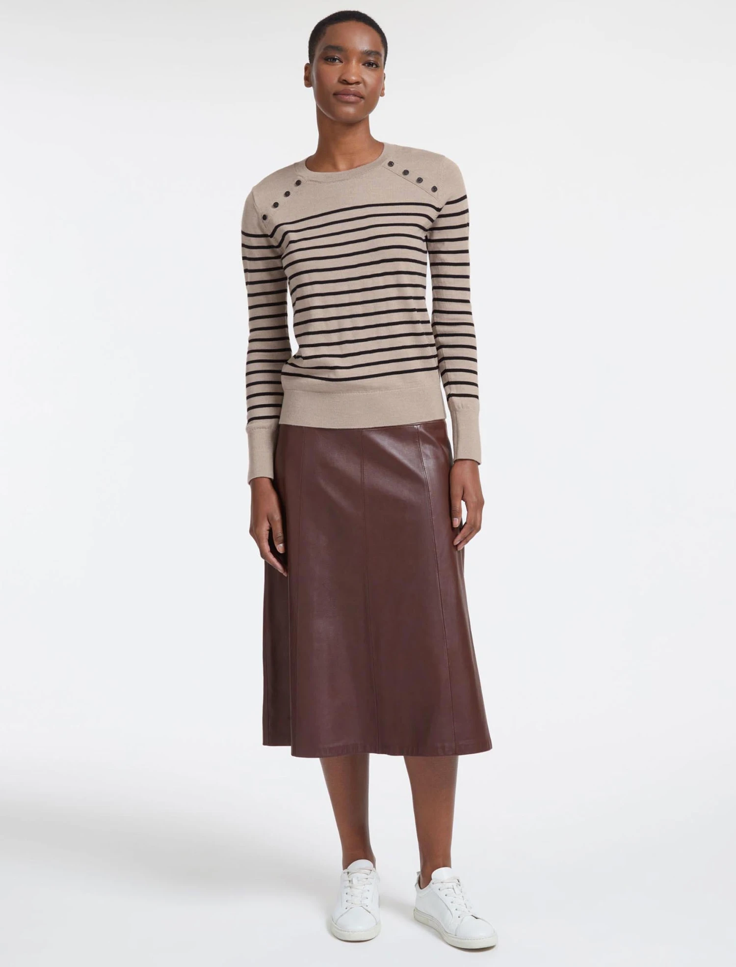 Hailey Wool Jumper - Beige Black Stripe 6 Hailey Wool Jumper - Beige Black Stripe - Image 4