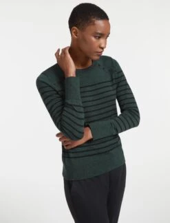 Hailey Wool Jumper - Dark Green Stripe -Cheap Closet Curation Store AU22 K85 HAILEY DARK GREEN STRIPE LS 28177