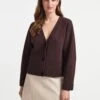 Courtney Wool Boxy Cardigan - Russet Brown -Cheap Closet Curation Store AU22 K87 COURTNEY RUSSET BROWN LS 1648