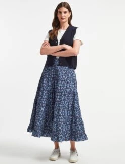 Sawyer Organic Cotton Maxi Skirt - Blue Shibori Print -Cheap Closet Curation Store AU22 SK118 SAWYER BLUE SHIBORI PRINT LS 855