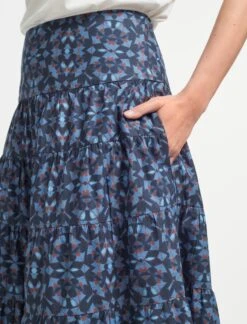 Sawyer Organic Cotton Maxi Skirt - Blue Shibori Print -Cheap Closet Curation Store AU22 SK118 SAWYER BLUE SHIBORI PRINT LS 910