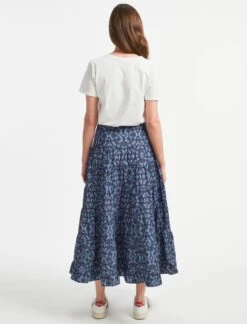 Sawyer Organic Cotton Maxi Skirt - Blue Shibori Print -Cheap Closet Curation Store AU22 SK118 SAWYER BLUE SHIBORI PRINT LS 921