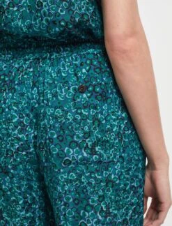 Rosa Silk Blend Trouser - Turquoise Blue Leopard Pansy Print -Cheap Closet Curation Store AU22 TR57 ROSA TURQUOISE LEOPARD PANSY PRINT LS 2333