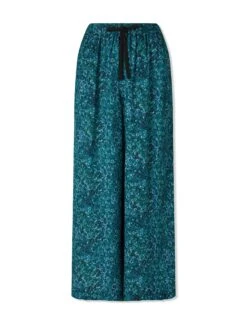 Rosa Silk Blend Trouser - Turquoise Blue Leopard Pansy Print -Cheap Closet Curation Store AU22 TR57 ROSA TURQUOISELEOPARDPANSYPRINT CO