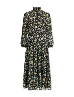 Zoe Maxi Dress - Black Yellow Deco Floral Print -Cheap Closet Curation Store AU23 D445 ZOE BLACKYELLOWDECOFLORALPRINT CO