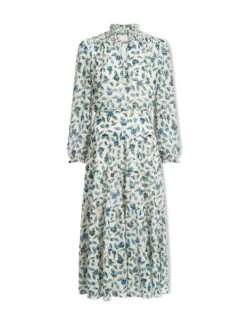 Zoe Maxi Dress - Cream Blue Deco Floral Print -Cheap Closet Curation Store AU23 D445 ZOE CREAMBLUEDECOFLORALPRINT CO