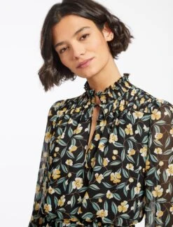 Zoe Maxi Dress - Black Yellow Deco Floral Print -Cheap Closet Curation Store AU23 D445 ZOE IVY BLACKYELLOWDECOFLORALPRINT LS 14032