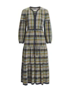 Katie Organic Cotton Seersucker Maxi Dress - Navy Yellow -Cheap Closet Curation Store AU23 D556 KATIE NAVYYELLOW CO