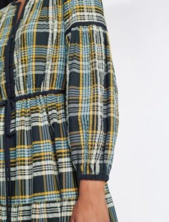 Katie Organic Cotton Seersucker Maxi Dress - Navy Yellow -Cheap Closet Curation Store AU23 D556 KATIE NAVYYELLOW LS 484