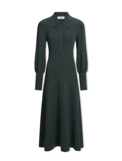 Eva Merino Wool Collared Knit Maxi Dress - Dark Green 19 Eva Merino Wool Collared Knit Maxi Dress - Dark Green -Cheap Closet Curation Store AU23 D558 EVA DARKGREEN CO