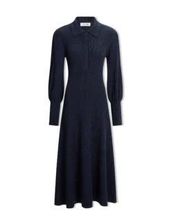Eva Merino Wool Collared Knit Maxi Dress - Navy -Cheap Closet Curation Store AU23 D558 EVA NAVY CO