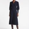 Eva Merino Wool Collared Knit Maxi Dress - Navy