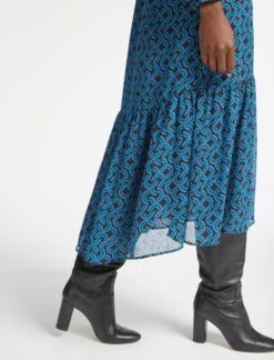 Francesca Midi Dress - Blue Rainbow Geo Print -Cheap Closet Curation Store AU23 D560 FRANCESCA BLUERAINBOWGEOPRINT LS 3057