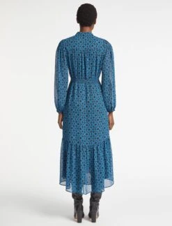 Francesca Midi Dress - Blue Rainbow Geo Print -Cheap Closet Curation Store AU23 D560 FRANCESCA BLUERAINBOWGEOPRINT LS 3068