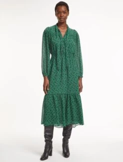 Francesca Midi Dress - Green Rainbow Geo Print