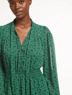 Francesca Midi Dress - Green Rainbow Geo Print -Cheap Closet Curation Store AU23 D560 FRANCESCA GREEN RAINBOW PRINT LS LS 1131