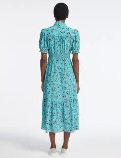 Rebecca Silk Midi Dress - Mint Posy Print -Cheap Closet Curation Store AU23 D562 REBECCA MINT POSYPRINT LS 4161