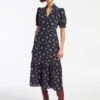 Rebecca Silk Midi Dress - Navy Posy Print -Cheap Closet Curation Store AU23 D562 REBECCA NAVYPINKPOSYPRINT LS 13830