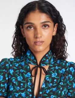 Jacquetta Maxi Dress - Black Blue Deco Floral Print -Cheap Closet Curation Store AU23 D573 JAQUETTA BLACKBLUEDECOFLORALPRINT LS 380