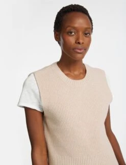 Janie Wool Round Neck Sleeveless Jumper - Oatmeal -Cheap Closet Curation Store AU23 JANIE OATMEAL LS 3427