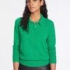 Josie Cashmere Collared Jumper - Emerald Green -Cheap Closet Curation Store AU23 K142 JOSIE EMERALDGREEN LS 1431