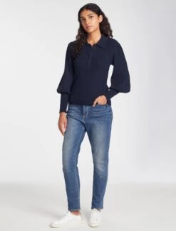Eva Merino Wool Collared Jumper - Navy -Cheap Closet Curation Store AU23 K143 EVA NAVY LS 1855