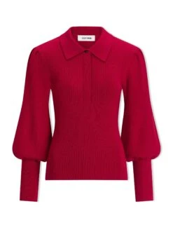 Eva Merino Wool Collared Jumper - Red -Cheap Closet Curation Store AU23 K143 EVA RED CO