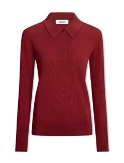Josie Wool Collared Jumper - Dark Red -Cheap Closet Curation Store AU23 K24 JOSIE DARKRED CO