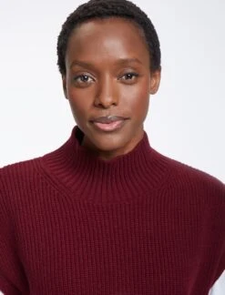 Janice Wool Funnel Neck Sleeveless Jumper - Dark Red -Cheap Closet Curation Store AU23 K25 JANICE DARKRED LS00091