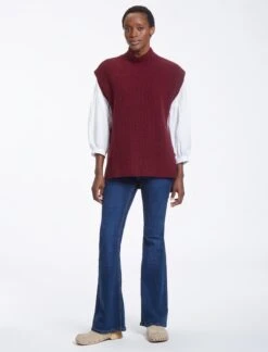 Janice Wool Funnel Neck Sleeveless Jumper - Dark Red -Cheap Closet Curation Store AU23 K25 JANICE DARKRED LS0277