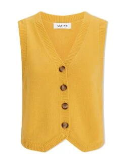 Wesley Cashmere Blend V Neck Waistcoat - Yellow -Cheap Closet Curation Store AU23 K82 WESLEY YELLOW CO