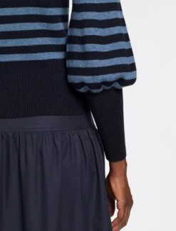 Eva Wool Crew Neck Jumper - Navy Pale Blue Stripe -Cheap Closet Curation Store AU23 K88 EVA BLUESTRIPE 1730