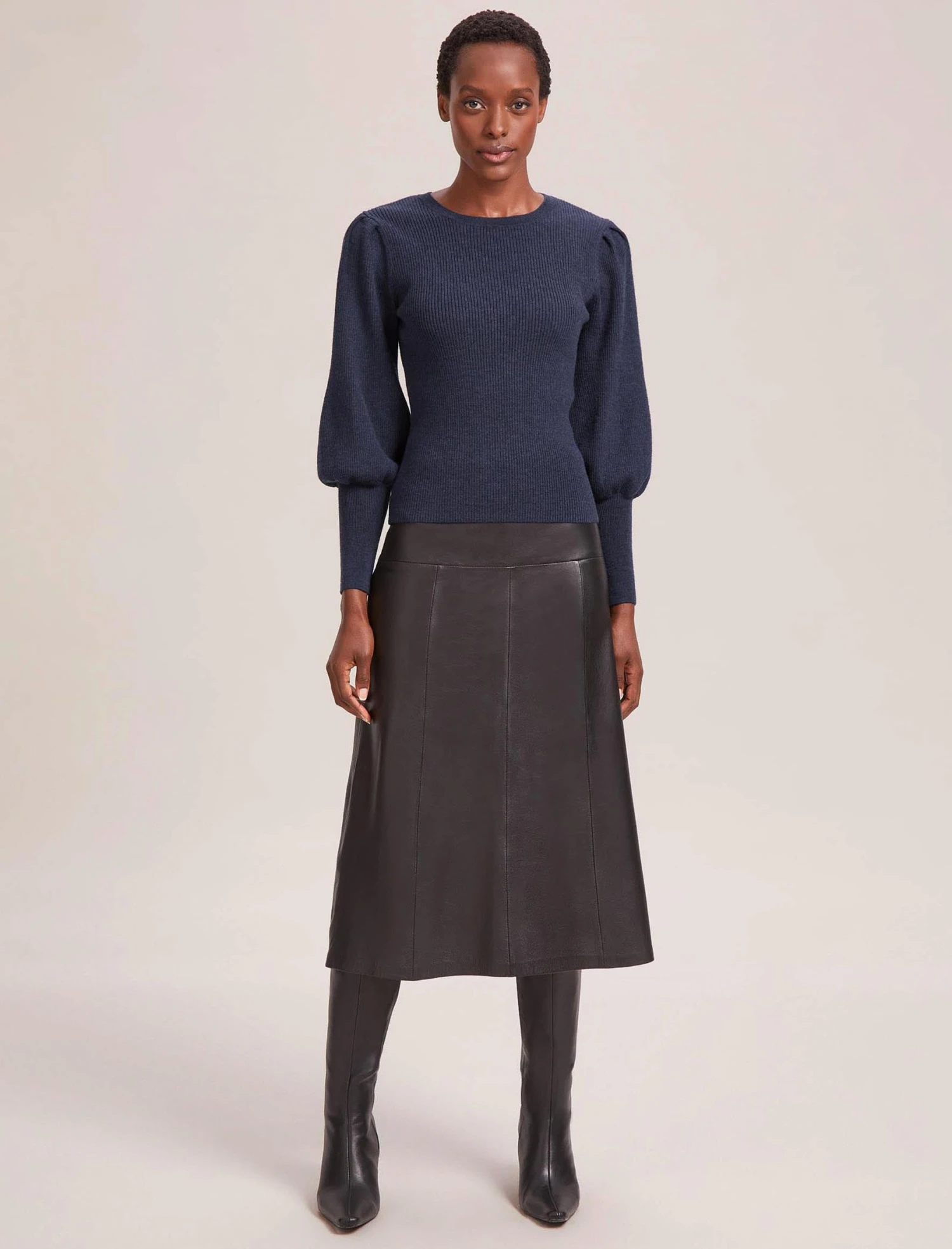 Eva Wool Crew Neck Jumper - Denim Blue 4 Eva Wool Crew Neck Jumper - Denim Blue - Image 2