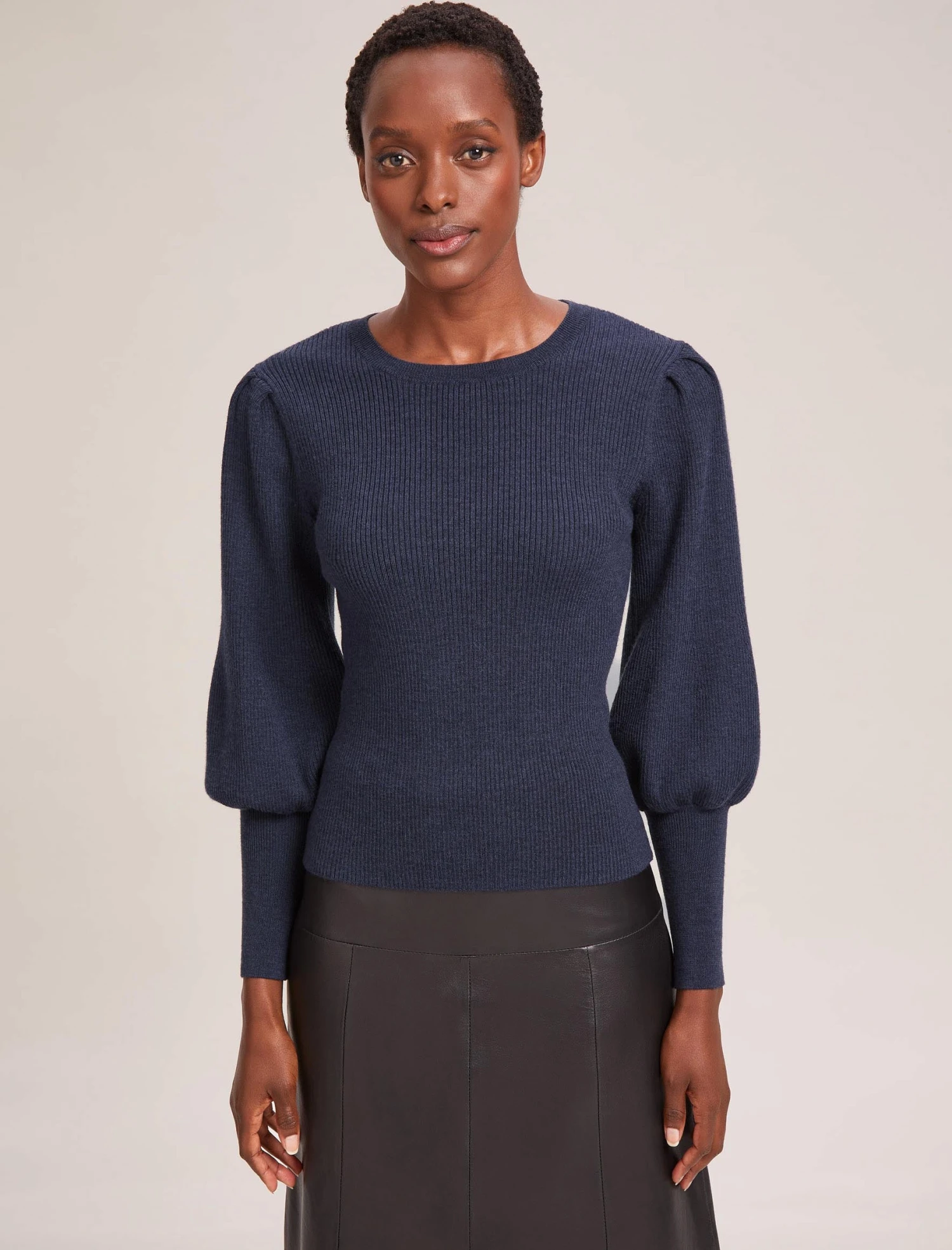 Eva Wool Crew Neck Jumper - Denim Blue 3 Eva Wool Crew Neck Jumper - Denim Blue