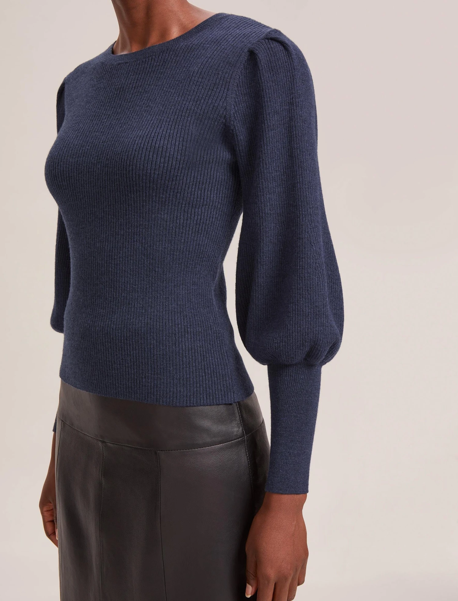 Eva Wool Crew Neck Jumper - Denim Blue 6 Eva Wool Crew Neck Jumper - Denim Blue - Image 4